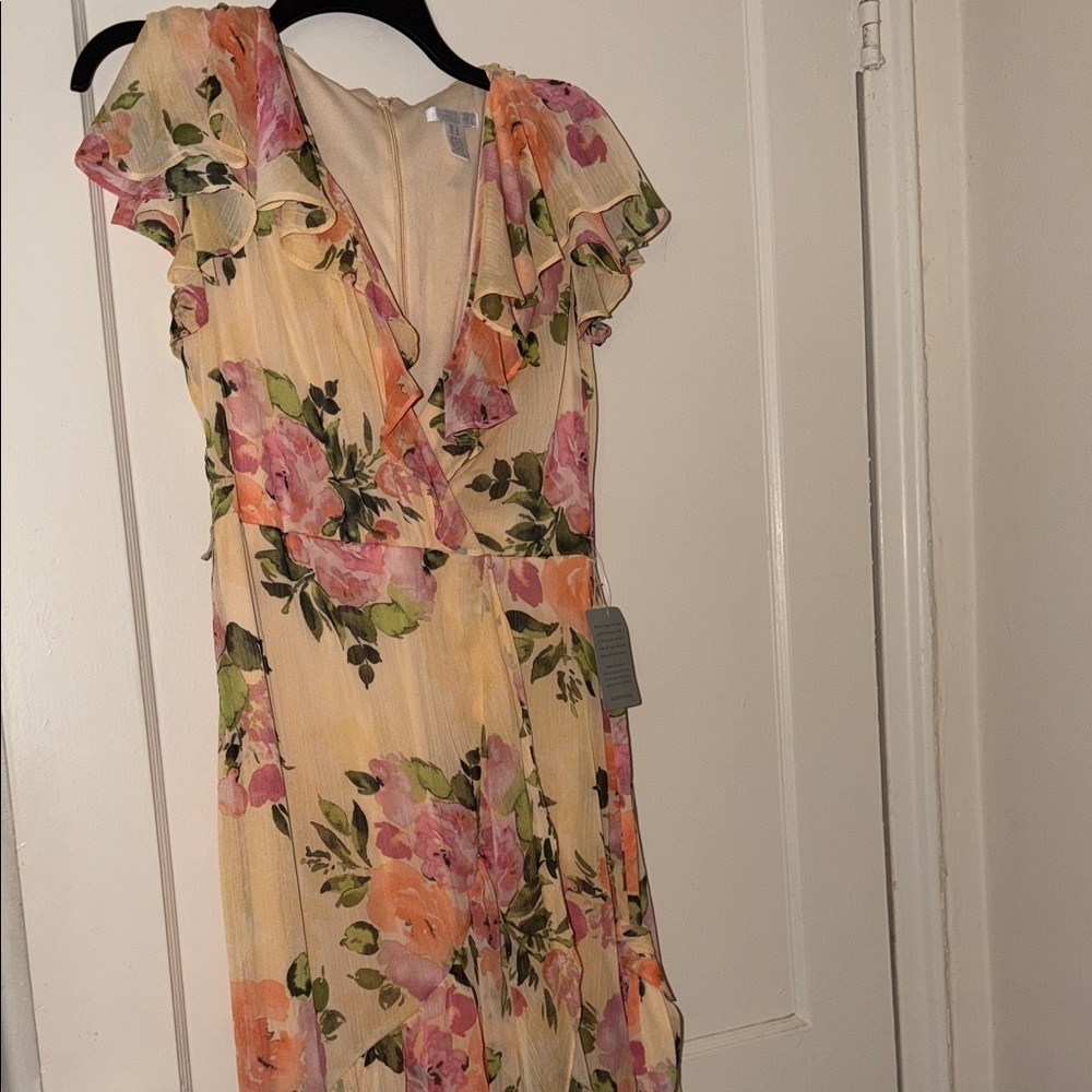 NWOT London Times Floral Ruffle Midi Dress size 6